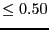$\le 0.50$